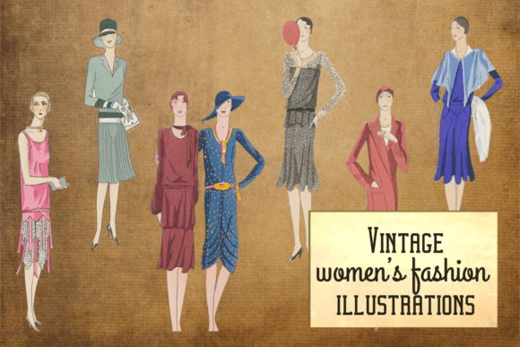 Download Vintage Women’s Fashion Illustrations - Illustration Collection