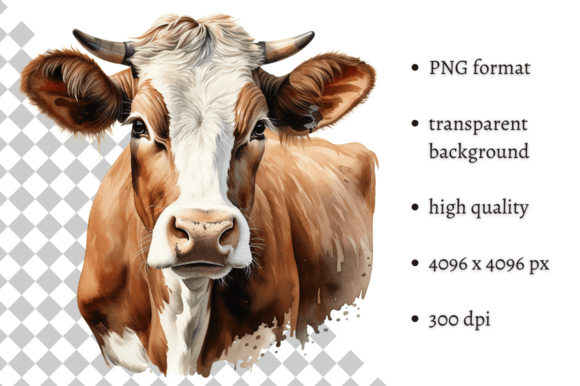 Download Watercolor Cow PNG Illustration - Illustration Collection