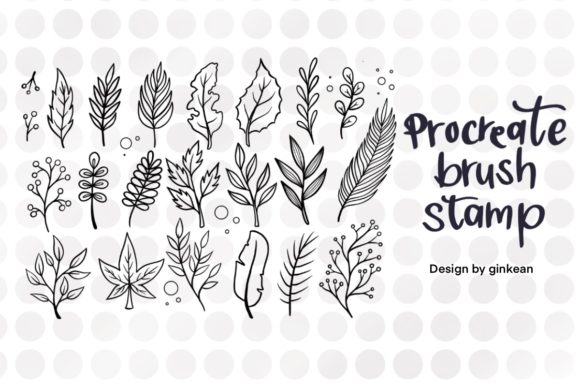 Download 22 Leaf Brush Stamps, Procreate Brush - Leaf brush Collection