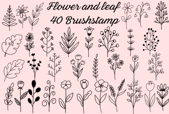 Download Flower and Leaf Brush Stamp - Leaf brush Collection
