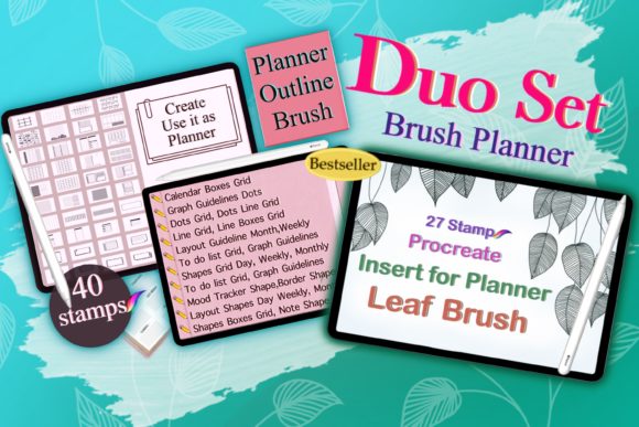 Download Procreate Planner DesignLeaf Brush Stamp - Leaf brush Collection