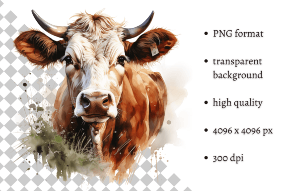 Download Watercolor Cow PNG Illustration - Illustration Collection