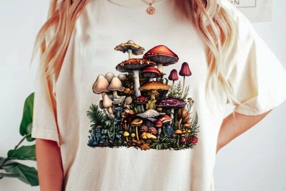 Download Vintage Botanical Mushroom Forest Illustration Goblincore Aesthetic Clipart Png - Illustration Collection
