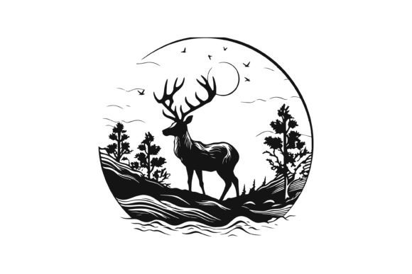 Download Swamp Deer in Forest Illustration Logo - Illustration Collection
