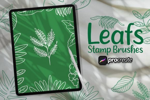 Download Hand Drawing Leaf Brush Stamp - Leaf brush Collection