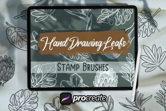 Download Hand Drawing Leaf Brush Stamp - Leaf brush Collection