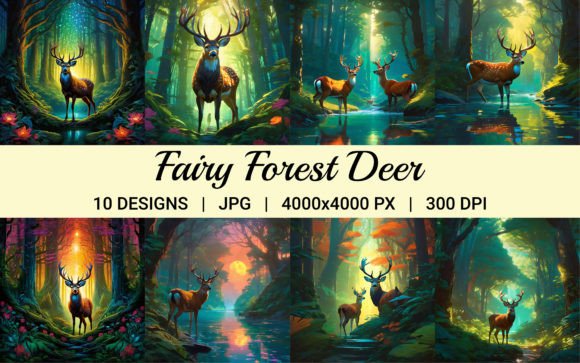 Download Deer in a Fairy Forest Illustration - Illustration Collection