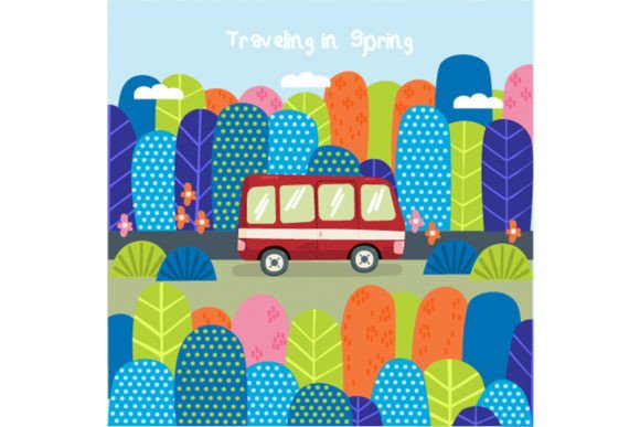 Download Spring Tour Mountain Forest Illustration - Illustration Collection