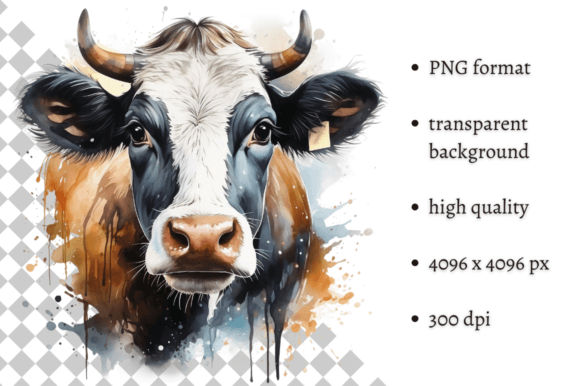 Download Watercolor Cow PNG Illustration - Illustration Collection