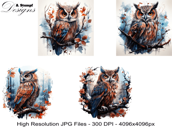Download Owl in Winter Forest Illustration - Illustration Collection