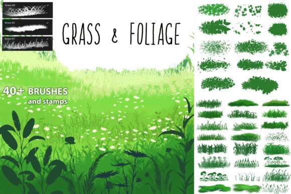 Download Grass &amp; Foliage Brushes - Procreate - Foliage brushes Collection
