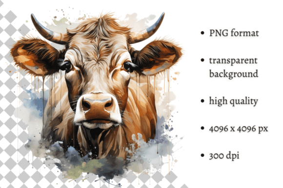 Download Watercolor Cow PNG Illustration - Illustration Collection